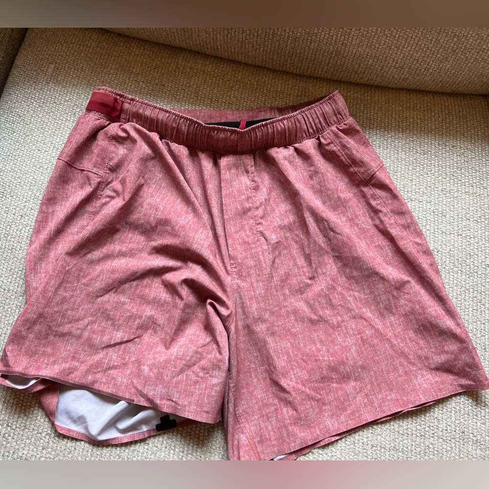 Lululemon Men’s lined Surge 6” inseam Running shorts.